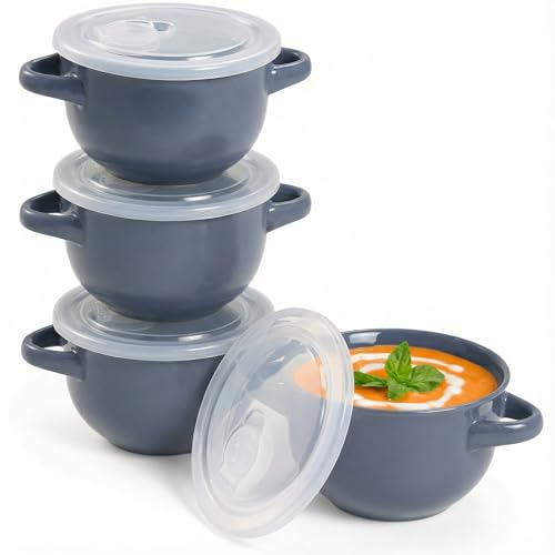 French Onion Soup Crocks with Lids & Handles (Denim)