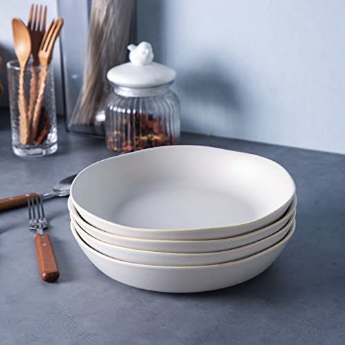 9.75'' Ceramic Large Pasta Bowls (Matte White / Set of 4)