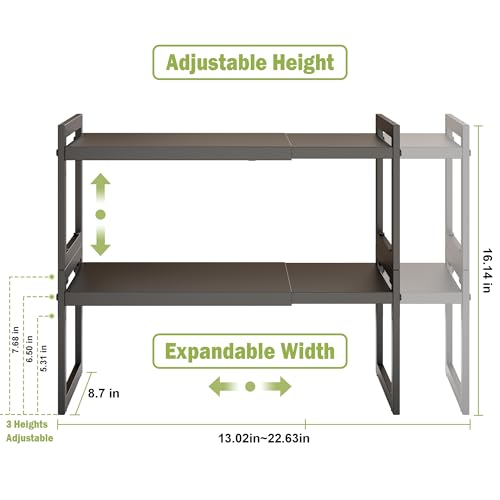 Expandable Kitchen Countertop Organizer (Black-2 Pack / 8.7''D*13-22.6''W*8''H)