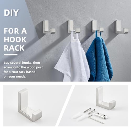 Towel Hook for Bathroom (1 Pack / Brushed Nickel)