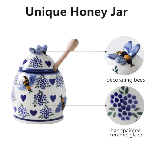10oz Deep Love Handpainted Ceramic Honey Pot (Deep Love)