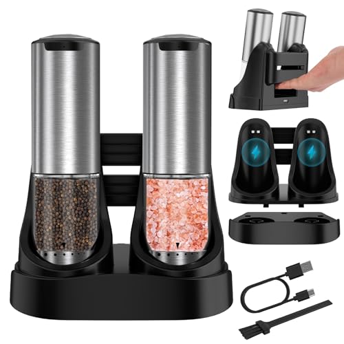Electric Salt and Pepper Grinder Set Type (Silver)