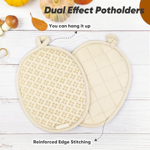 Oven Mitts and Pot Holders 4 Sets (Beige)