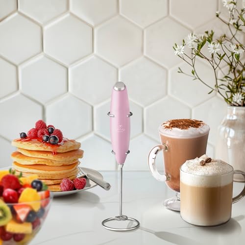 Zulay Powerful Milk Frother for Coffee with Upgraded Titanium Motor (Innocent Pink / OG Frother)