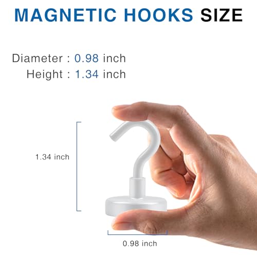 Magnetic Hooks Magnet Hook for Cruise Cabins 85LBS Essentials 6P (White / 0.98in)