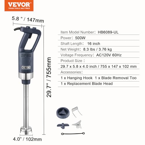 Commercial Immersion Blender (500Watt 16inch)
