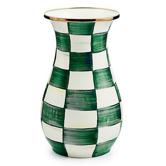 Enamel Tall Vase (Emerald Check)