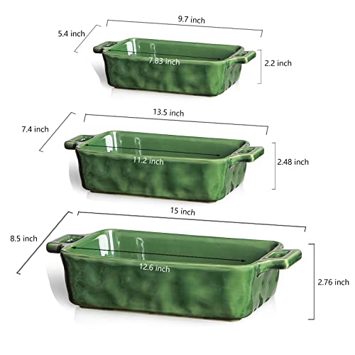 Ceramic Bakeware Set (Set of 3 / Green)