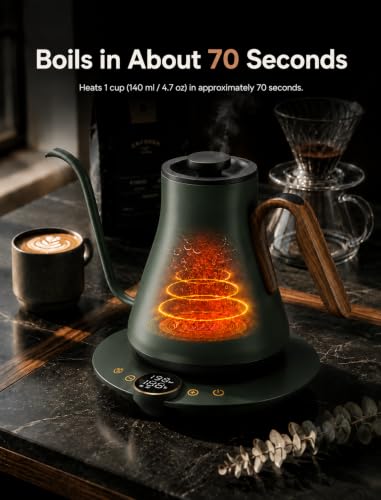 FLOW B9 Gooseneck Electric Kettle ±1°F Temperature Control (Delacroix Green)