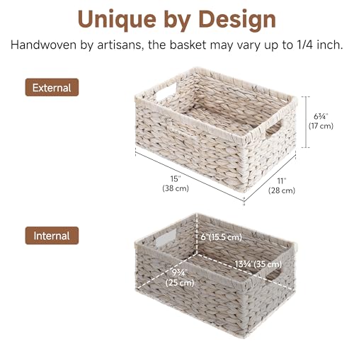 Pantry Baskets (White (Water Hyacinth) / 15"L x 11"W x 6¾"H)
