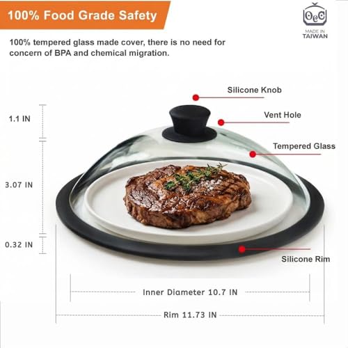 Vented Splatter Upgraded Tempered Glass Microwave Cover (11.5 inch)
