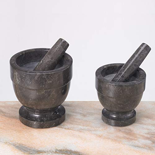 Charcoal Marble 4.75" X 4.75" Mortar & Pestle (Charcoal / 4.75" Diam. x 4.75" H)