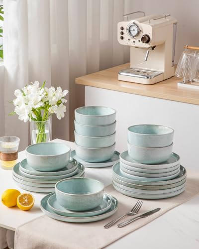 ANYA 24 Pieces Plates and Bowls Set (Mint Green / 24 Pcs (Service for 8))