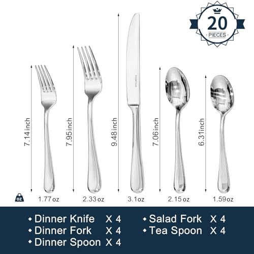 Silverware Set for 4 (20-Piece)