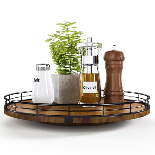 13 Inch Farmhouse Oak Lazy Susan Organizer
