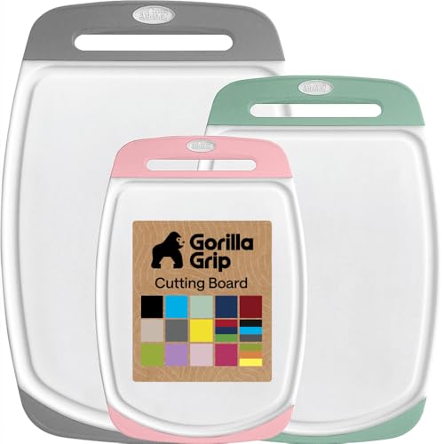 BPA Free Reversible Cutting Board (Gray/Mint/Light Pink / Large (Pack of 3))