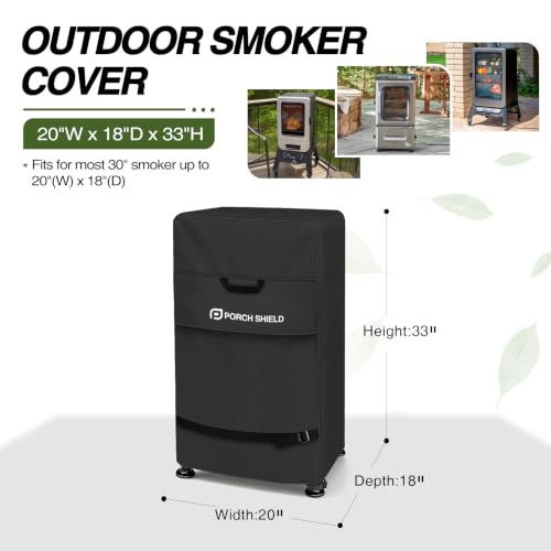 30 inch Outdoor Smoker Cover 20W x 18D x 33H inch (20"W x 18"D x 33"H / Black)