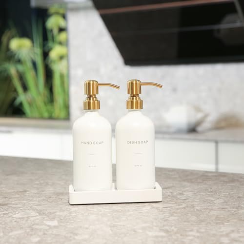 Gold Soap Dispenser Set (White Bottle & Gold Pump)