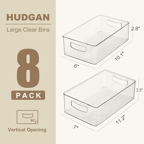 Clear Storage Bins 8 Packs for Refrigerator (8 Count)