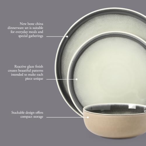Island Bay 12 (Service for 4 (12pcs) / Black & Cream (Island Bay))