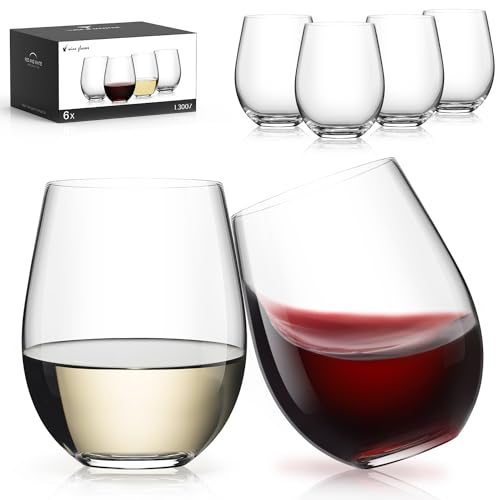 Stemless Wine Glasses Set of 6 (Set of 6-18oz)