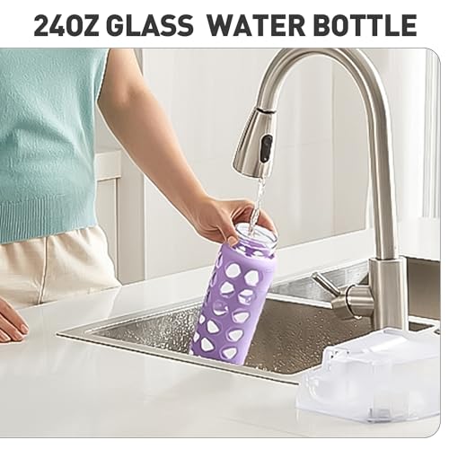 Glass Water Bottle (Purple / 24 Ounces)