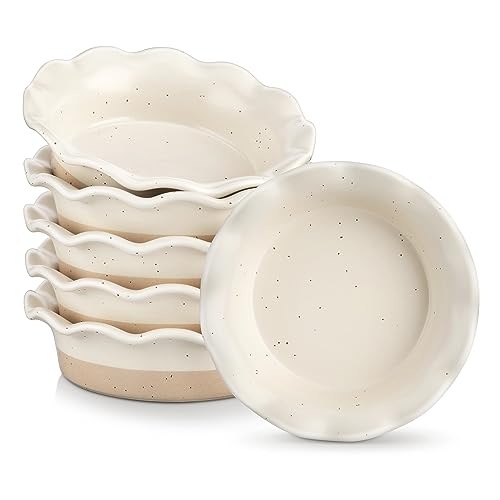Ceramic Mini Pie Pans Set of 6 (Cream)