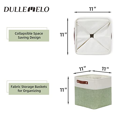Storage Baskets for Organizing (White&Green / S-11"x11"x11")
