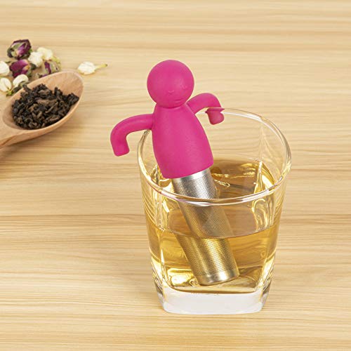 Stainless Steel Tea Infuser for Loose Tea (Grey+Rose Red)