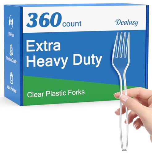 360 Count Extra Heavy Duty Clear Plastic Forks Disposable (Clear)