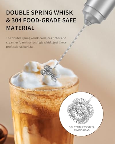 Rechargeable Milk Frother Handheld (Silver)