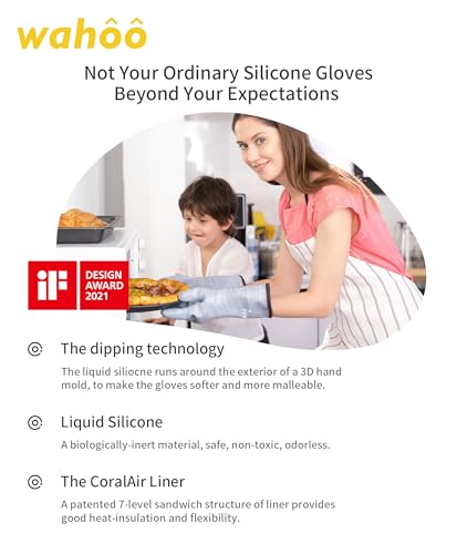 wahoo 12 Inch Liquid Silicone Oven Mitts (Purple / M/8)