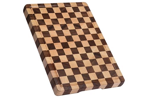 Cutting Boards for Kitchen (Wood Checkered / 17"L x 12"W)