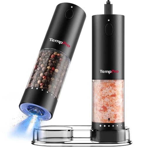 110ML Electric Salt and Pepper Grinder Set Rechargeable (Black)