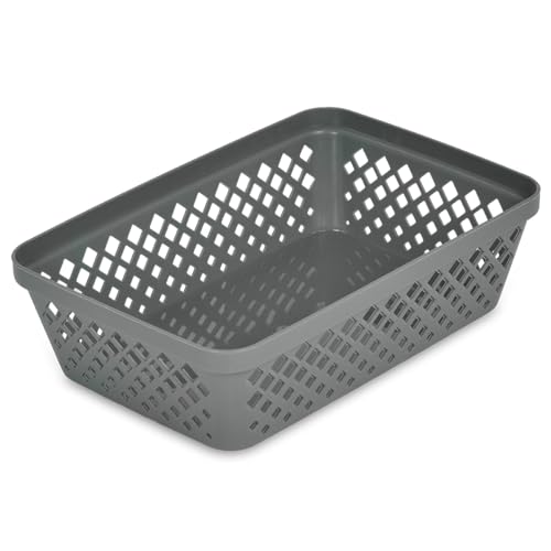 Plastic Storage Basket Set (Grey / Medium)