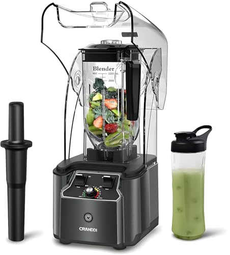 Quiet Commercial Blender with Soundproof Shield (Grey)