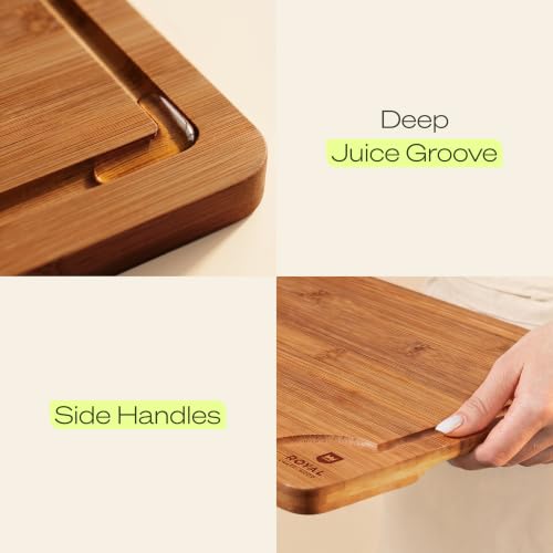 Wooden Cutting Boards for Kitchen Meal Prep & Serving (2-Piece / Brown)
