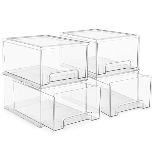 Clear Storage Drawers for Refrigerator (4 Pack / Large)