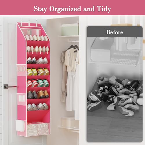 Shoe Storage Over the Door Shoe Organizer (Pink / 1 Pack)