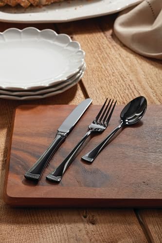 893677 Portola Black 20 (20-Piece Flatware Set, Black)