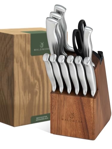 Knife Set 11pcs Kitchen Knife Set with Block and Integrated Sharpener