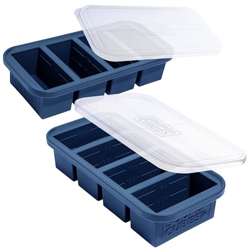 1 Cup Silicone Molds for Food with Lids (Blueberry / 2-Pack)