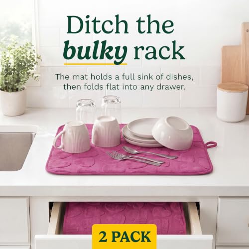 Cuisinart Dish Drying Mat for Kitchen Counter (Hearts Pink)