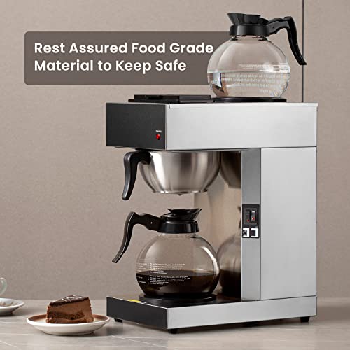 12 Cup Commercial Pour Over Coffee Maker SF (2 Glass Decanters / Stainless Steel)