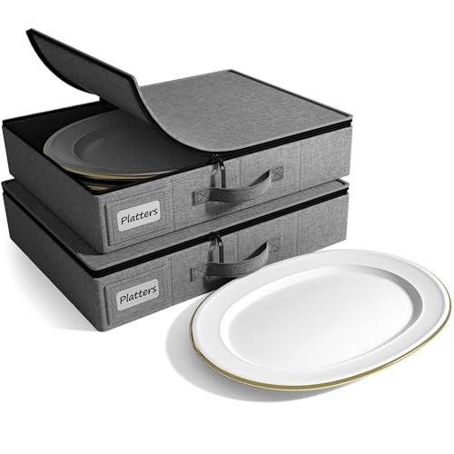Platter Storage Case for Dinnerware (Gray / 2 Piece Platter Storage)