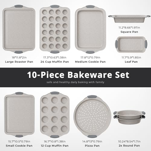 11 Piece Nonstick Bakeware Set (Gray&White)