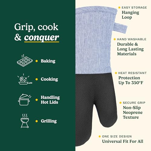 Cuisinart Chambray Kitchen Oven Mitts (Light Blue)