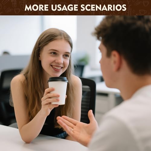 16 oz Disposable Coffee Cups with Lids 100 Pack (White / 16 oz)