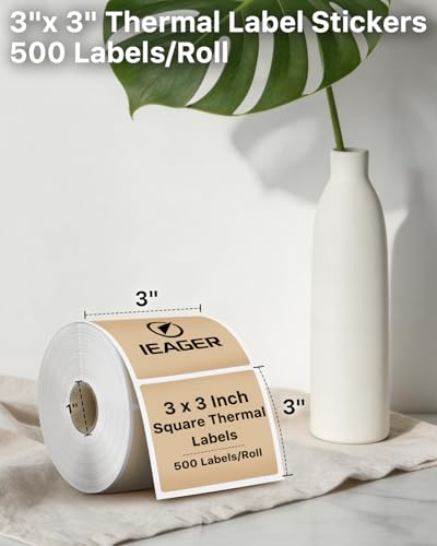 Brown 3" x 3" Square Thermal Label Stickers (3"x3" / Brown)