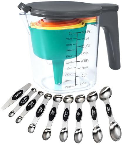 19 Pc Magnetic Measuring Cups and Spoons Set (19 Piece - Multicolor set)